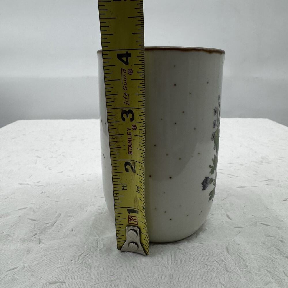 Japan Vintage Speckled Stoneware Purple Floral Coffee Cup Mug - Picture 7 of 7